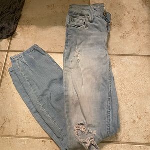 Low rise skinny distressed jeans